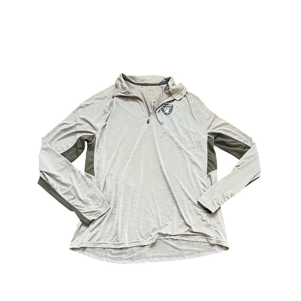 47 Forward Men Gray Black NFL Raider quarter zip Pullover Shirt Size Large